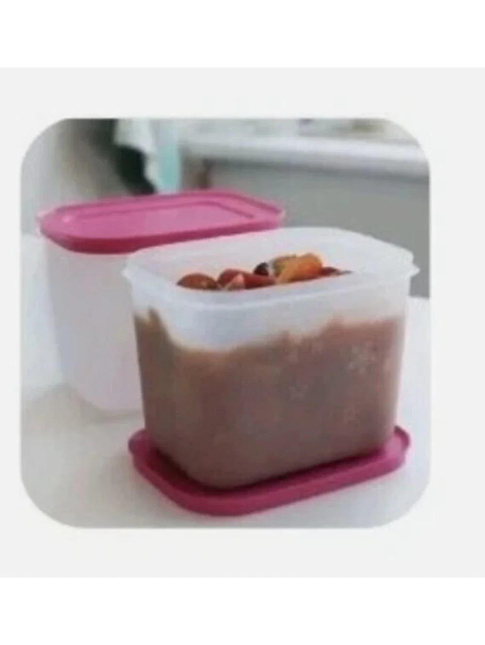 Tupperware Freezer Mates PLUS Small Deep Container Set of 4 Pink Seals